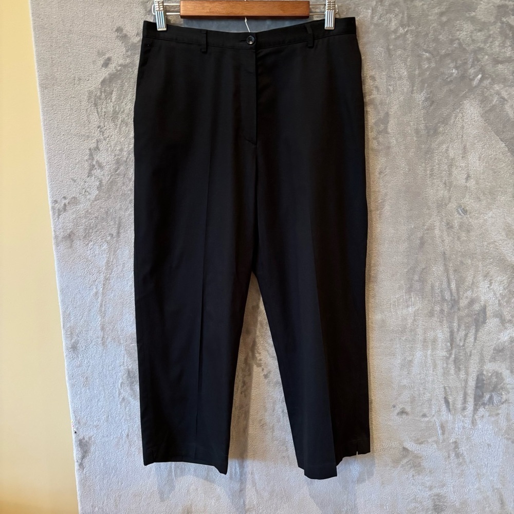 Burberry Golf Sz 8 Black Cropped Pants Nova Check Waistband - Picture 2 of 6
